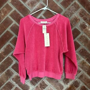 New Suzie Kondi Saba Raglan Velour‎ Top Womens XS Long Sleeve Hot Pink NWT